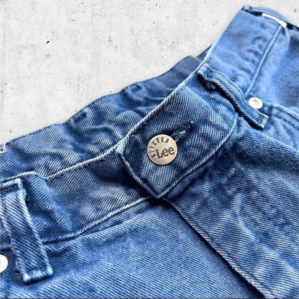 Vtg 90s Lee Riveted High Rise Denim Cutoff Shorts - Picture 3 of 8
